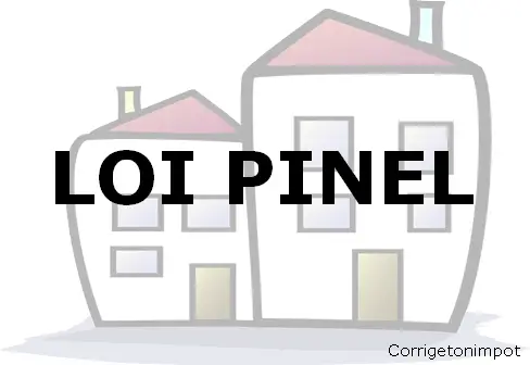 Immeubles en fond avec les mots "LOI PINEL" écrit au centre.