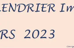 Calendrier des impôts pour le mois de mars 2023.